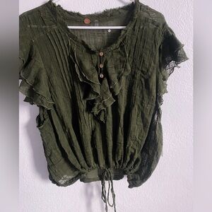 Free people olive blouse (womens)